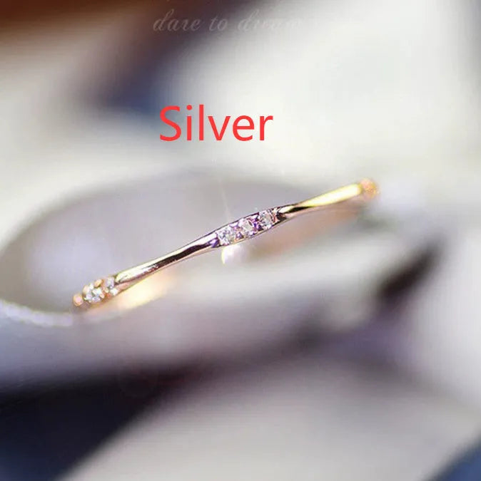 18K gold plated copper ring with 9 diamonds in geometric shape, women's style, silver gold or rose gold
