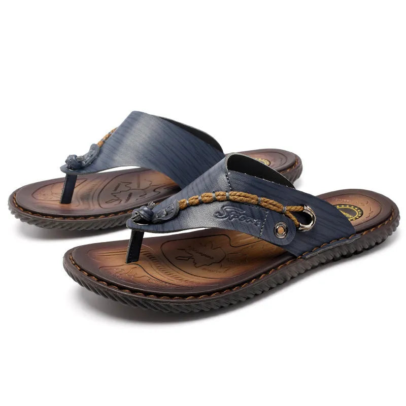Men's non-slip casual slippers with PU leather upper in four colour options