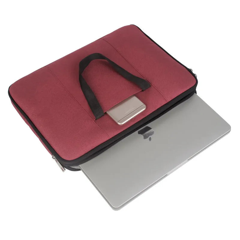 13.3 inch Oxford cloth laptop sleeve in light grey with zipper closure and soft handle on white background