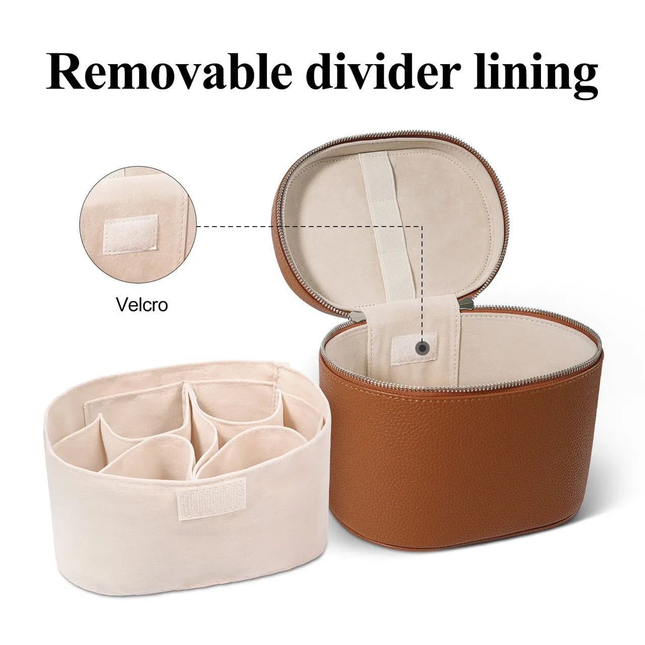 Removable elastic band cosmetic bag in light brown with retro tone, ultra-light design for travel storage
