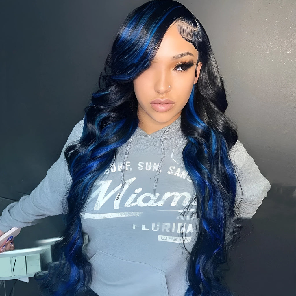 A woman wearing a human hair lace front wig with a natural hairline, showcasing the star fashion style.