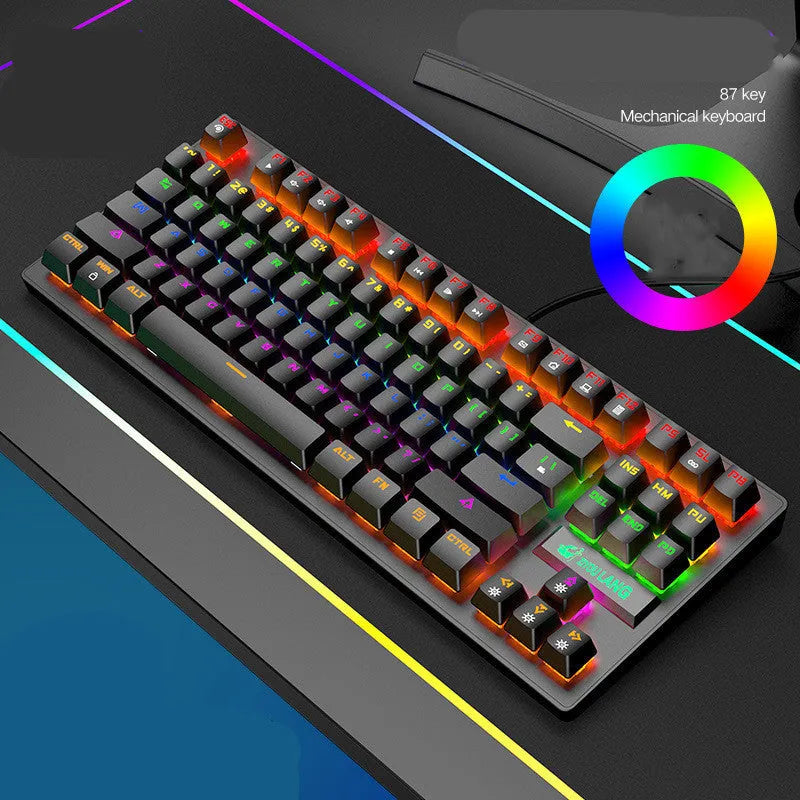 A compact mechanical gaming keyboard in a choice of colours on a desk