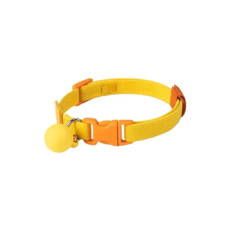 Small dog collar made of elastic polyester webbing with a plastic buckle, shown in a monochrome colour.