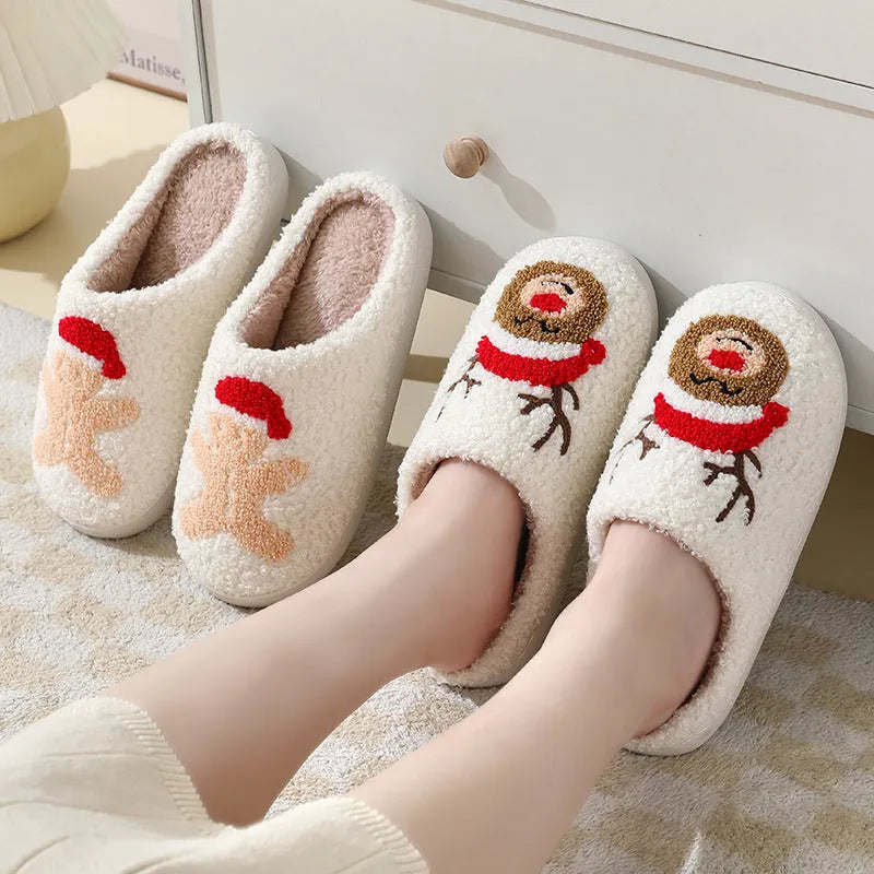 Christmas home slippers with suede upper and TPR sole, Santa Claus design, sizes 36or37 to 44or45