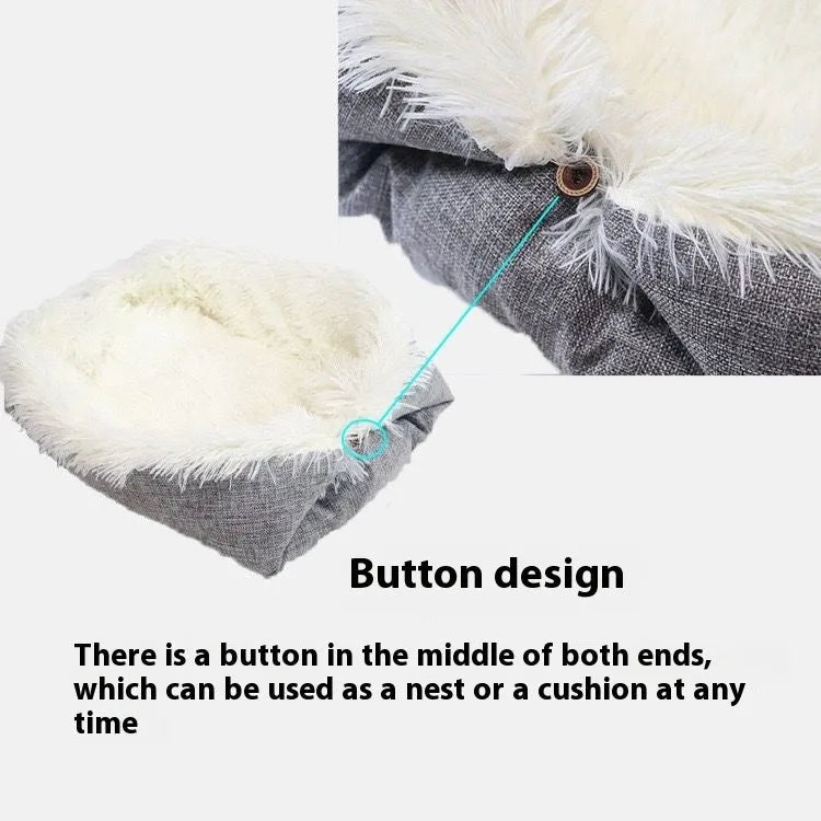 Grey plush dual-use dog bed in M 61x51cm and L 70x60cm for autumn and winter