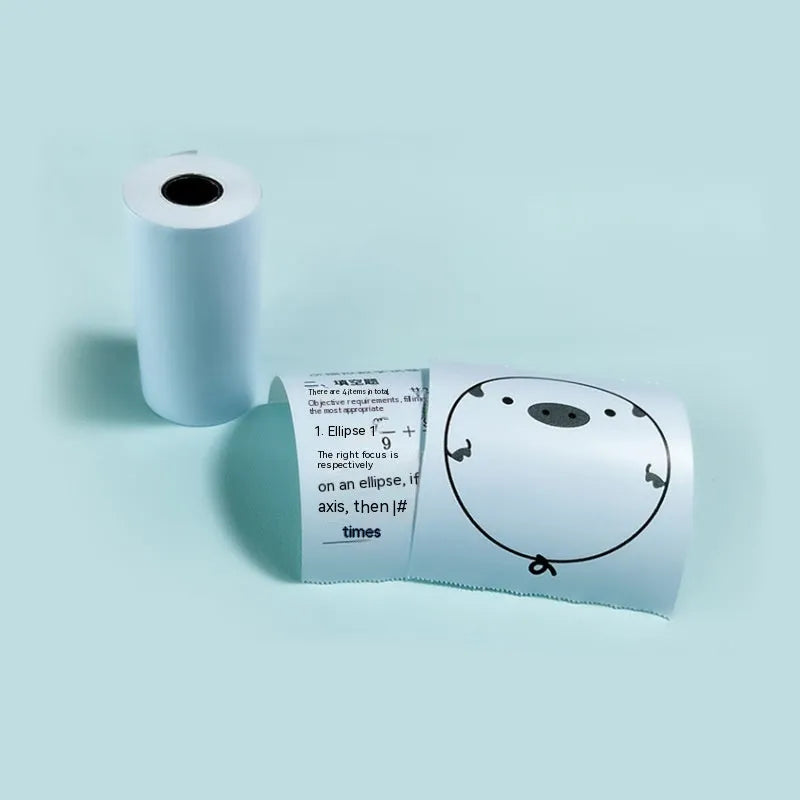 Three rolls of 57mm x 30m thermal printing paper in pink, yellow, and blue for student wrong question books