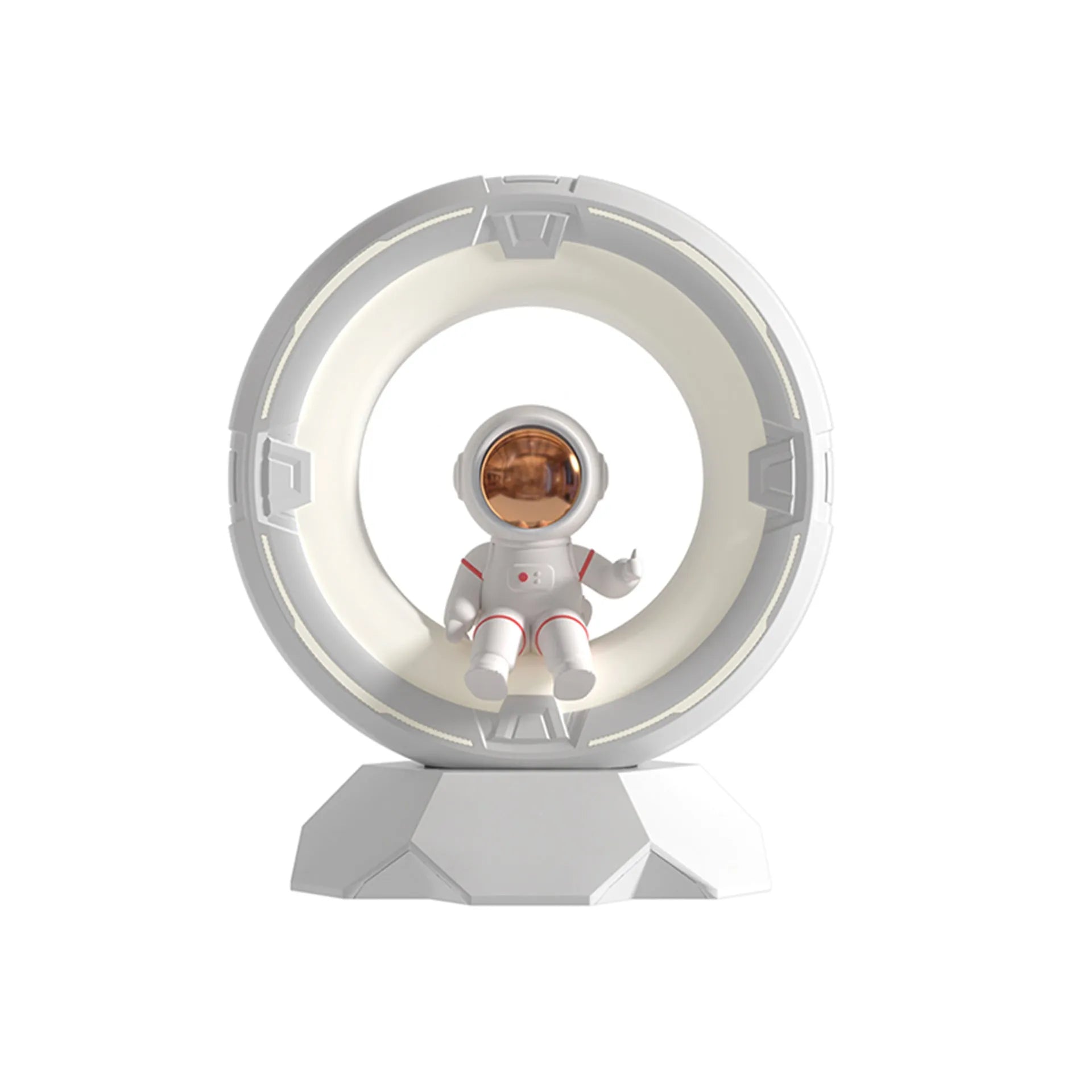 Creative astronaut LED small night lamp in white, 4.4W, compact tabletop size 12.8x10.2x15cm