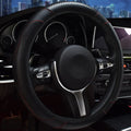 Elastic rimless leather car steering wheel cover, sports style, 38cm fit, shown in colour options