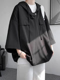 Men's hooded short sleeve T-shirt in loose fit polyester fabric for summer wear