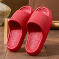 Women's soft EVA non-slip toe ring flip-flop slippers in five colour options.