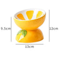 Ceramic raised cat bowl with tilted design in orange colour