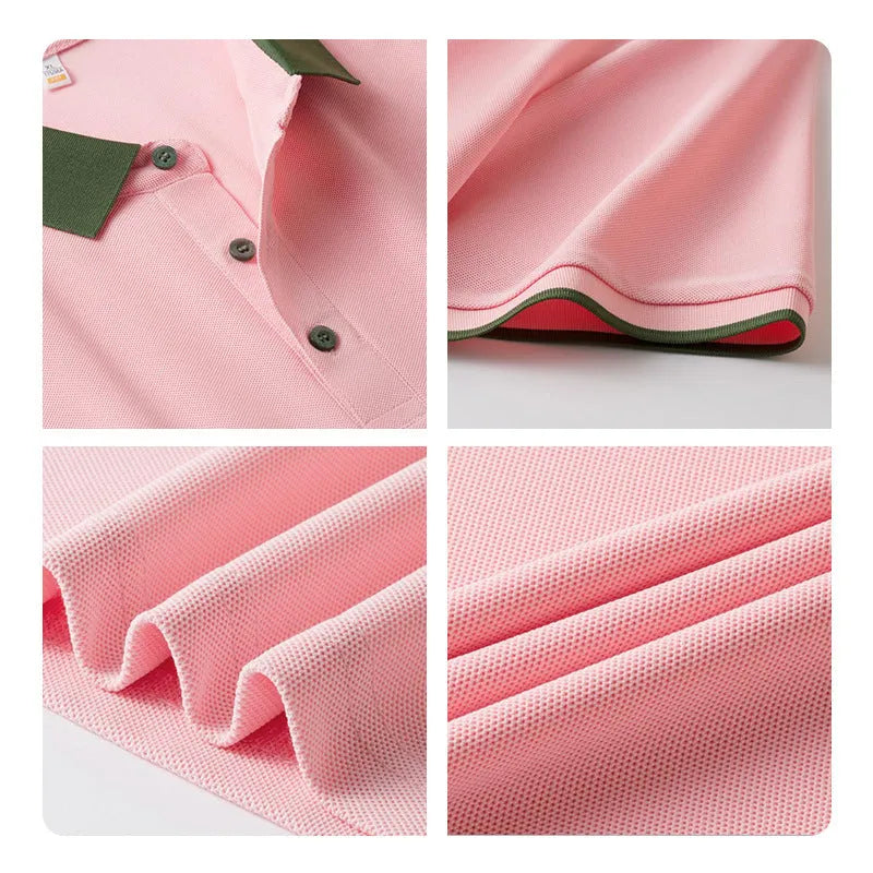 Contrast colour lapels short sleeve polo shirt in cotton blend, available in ten colours and sizes S to 6XL