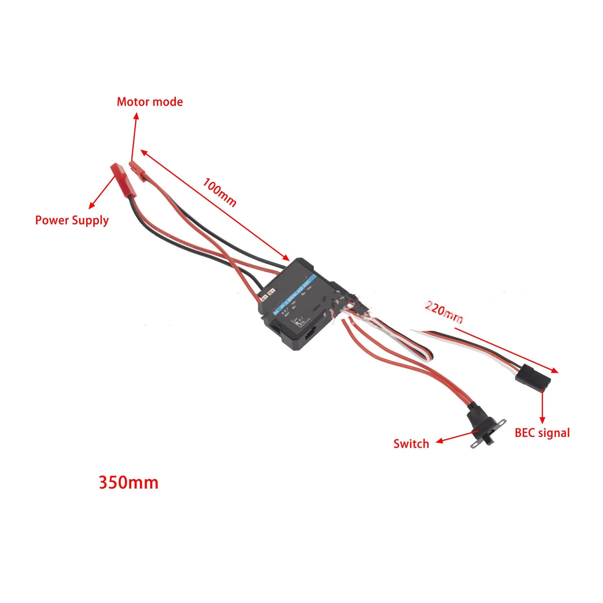 Small boat G500 colour 40A brushed electronic speed controller for RC models.