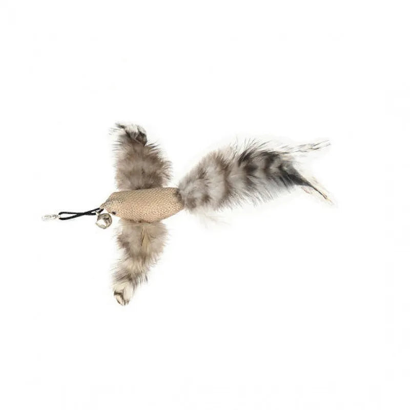Cat teaser stick with feather head, 75cm steel wire rod and 13.5cm PVC handle