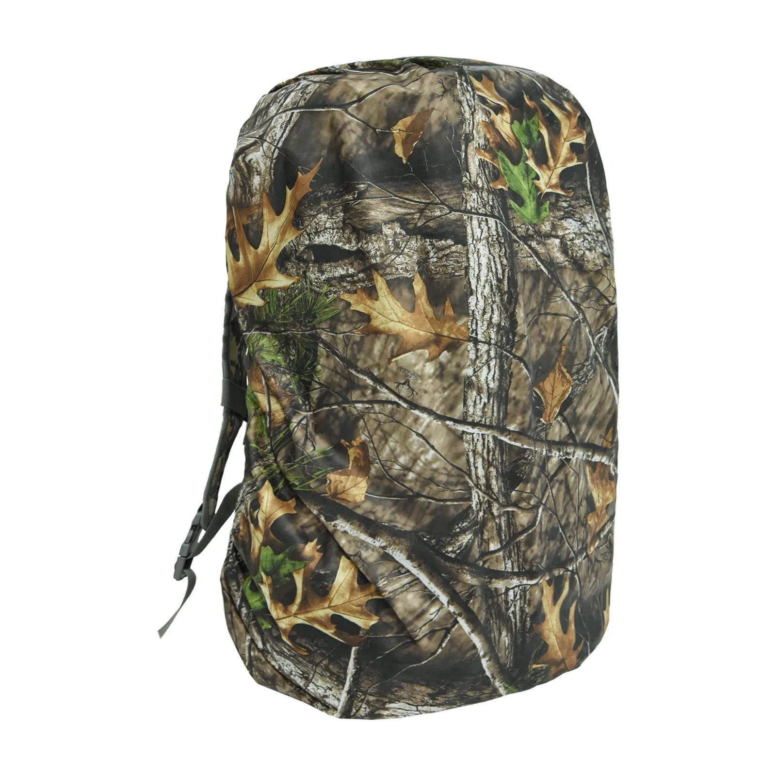 Army green PU backpack rain cover for outdoor use, shown unfolded.