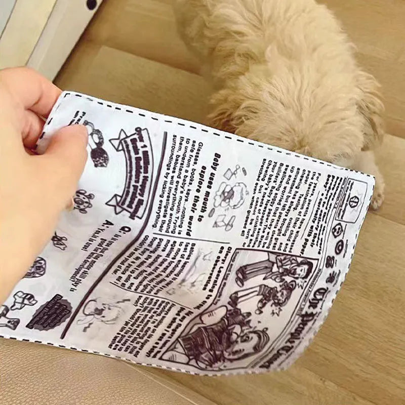 Tearproof dog toy with squeaker in newspaper or playing card designs for corgi and teddy puppies