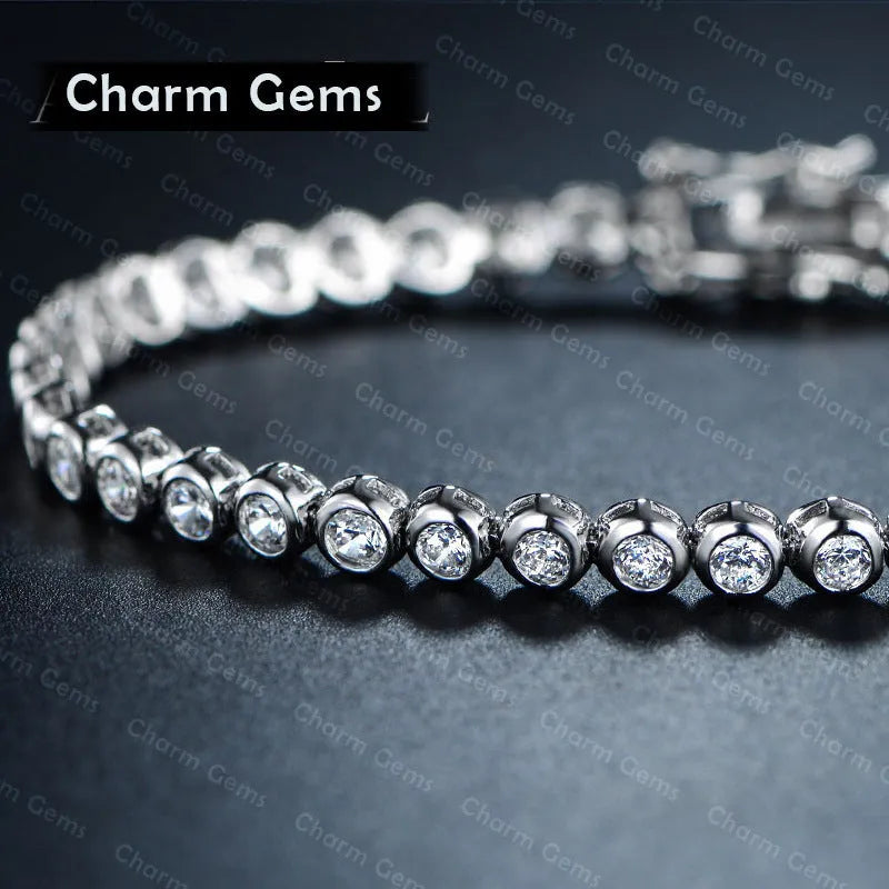 Real gold electroplated bracelet white colour on women wrist metal jewellery