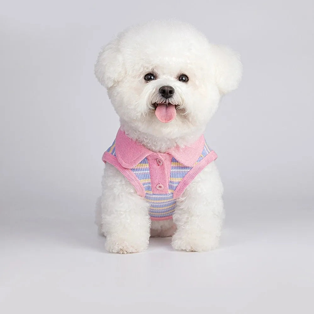 Pink purple autumn dog vest for small pets with weight-based sizing from 1.50kg to 14.00kg
