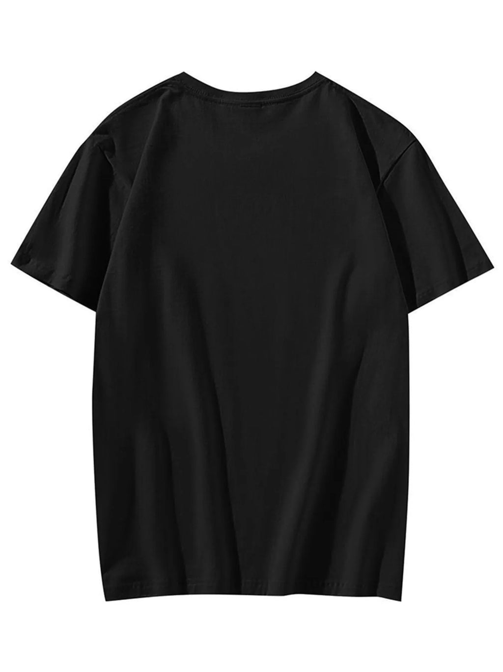 Men's black cartoon printed cotton short sleeve t-shirt, pullover style, sizes M to 3XL