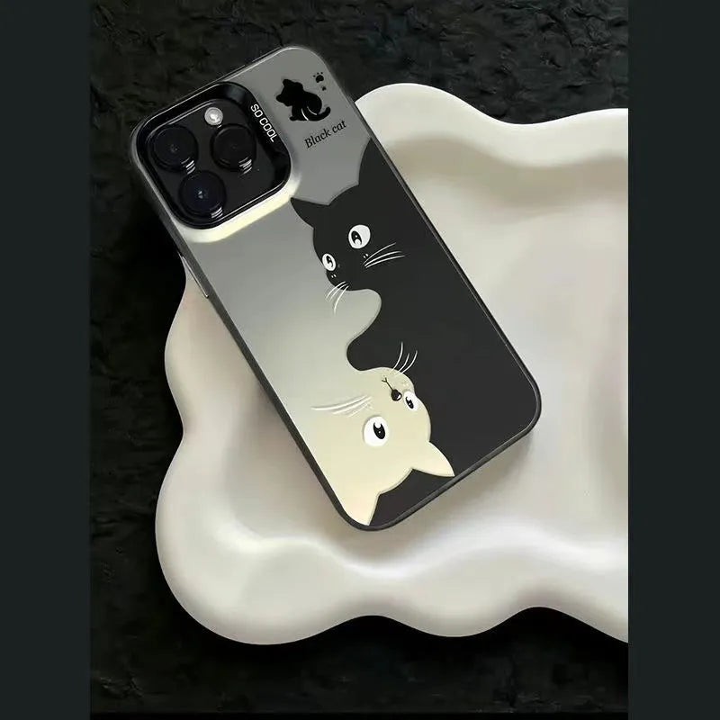 Black cat art design hard PC phone case for Apple iPhone in classic black colour