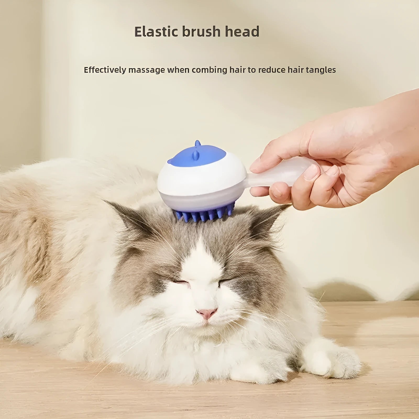 Automatic cleaning pet bath brush with soft gel massage heads in blue and orange colour options