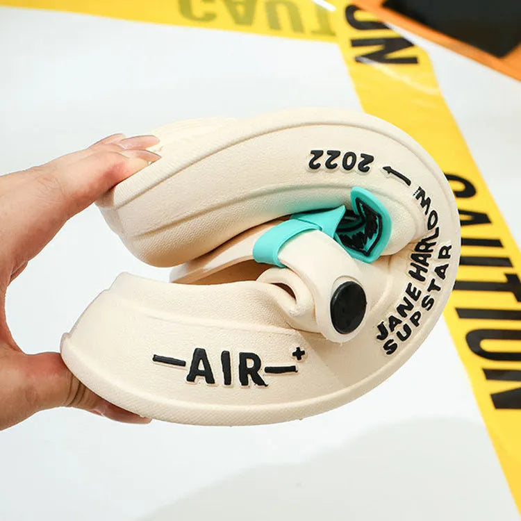 Astronaut decor PVC unisex flip-flop clogs in black astronaut colour, with anti-skid sole, indoor outdoor garden shoes