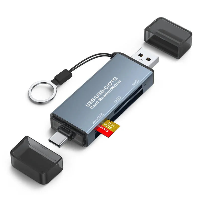 CF SD TF three-in-one memory card reader with aluminium alloy body