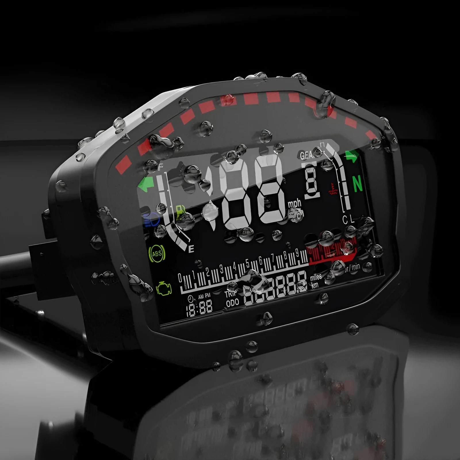 Black universal color screen LCD odometer for 12V motorcycle instrument modification