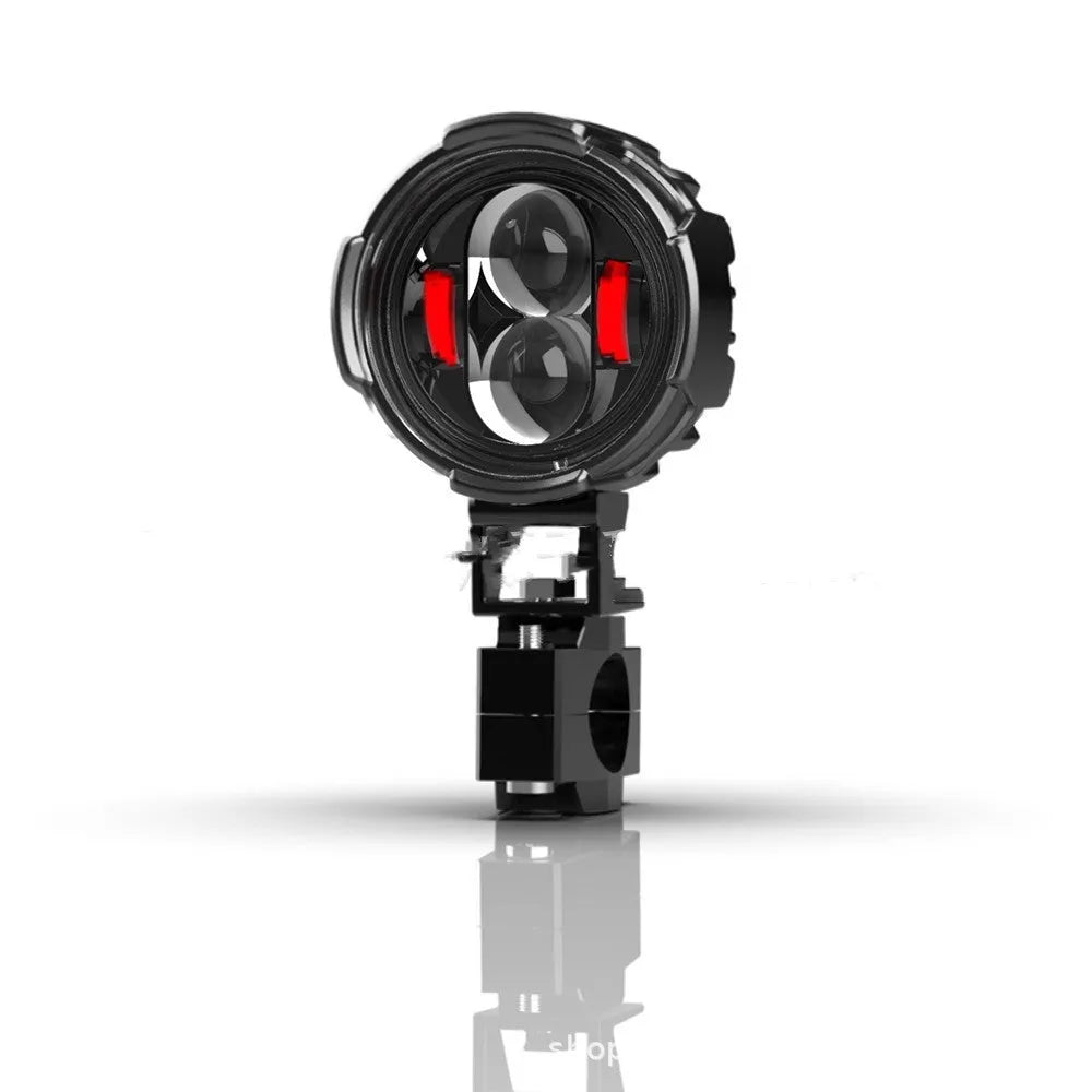 120W LED motorcycle spotlight, aluminium alloy, 64.5 x 22 x 22 mm, 8000lm, 7500K, universal 9-30V, blue red white yellow light