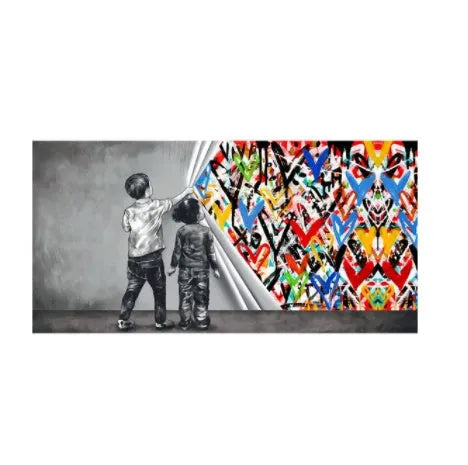 Children's graffiti abstract canvas print frameless wall art in modern style for kids room