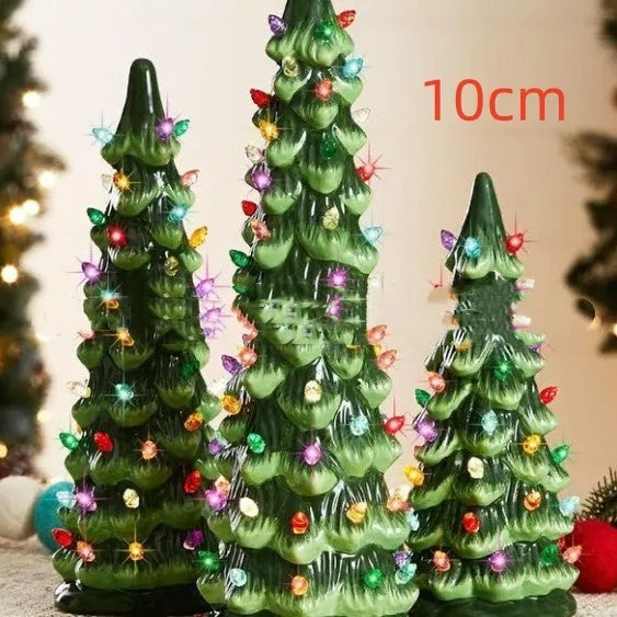 A resin Christmas tree light decoration in European style, showing coloured light option.