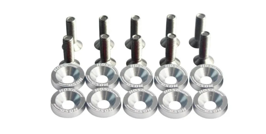 Car modification gasket screw and washer kit in eight colour options including black, red, blue, and gold yellow