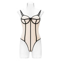 Women's khaki and white contrast colour sleeveless bodybuilding jumpsuit with shorts and hollow-out detailing.