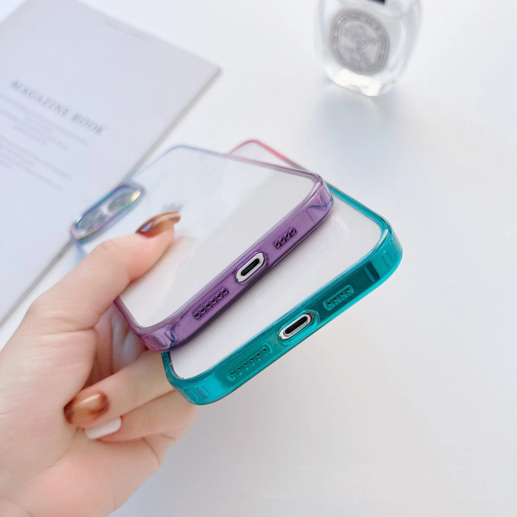 Metal lens protective mobile phone case for iPhone 14 Pro Max in blue aurora colour