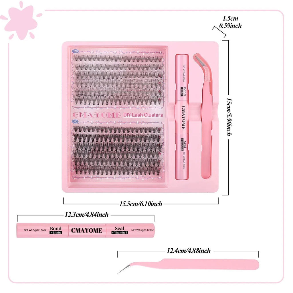 DIY single cluster artificial fibre false eyelashes set for natural thick mixed split styles