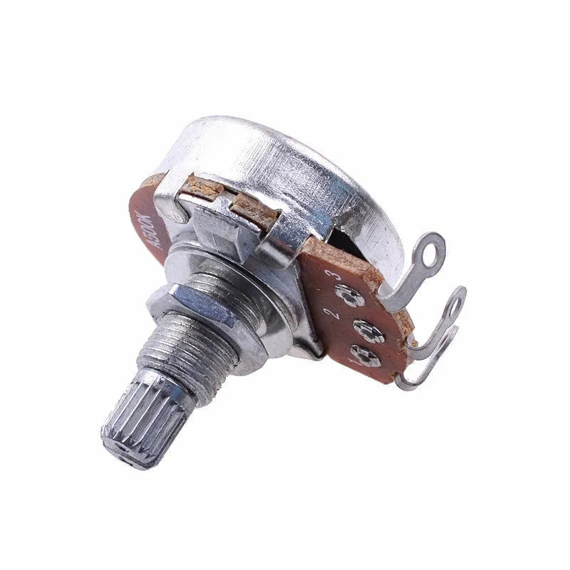 Single metal electric guitar control knob for volume or tone potentiometer replacement.