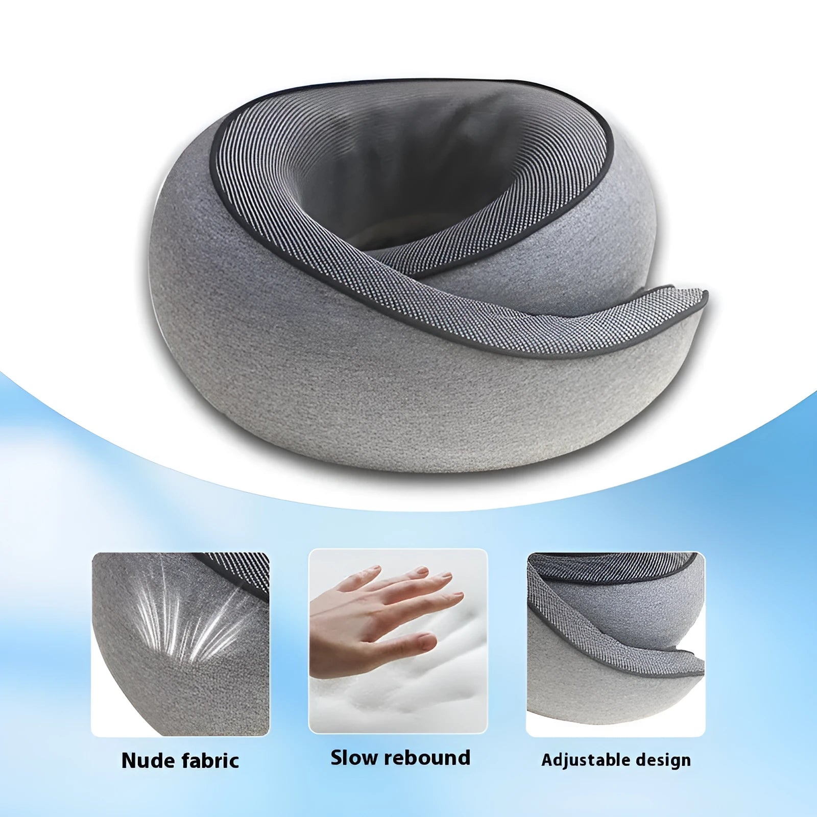 U-shaped memory foam travel neck pillow in choice of colours with storage bag