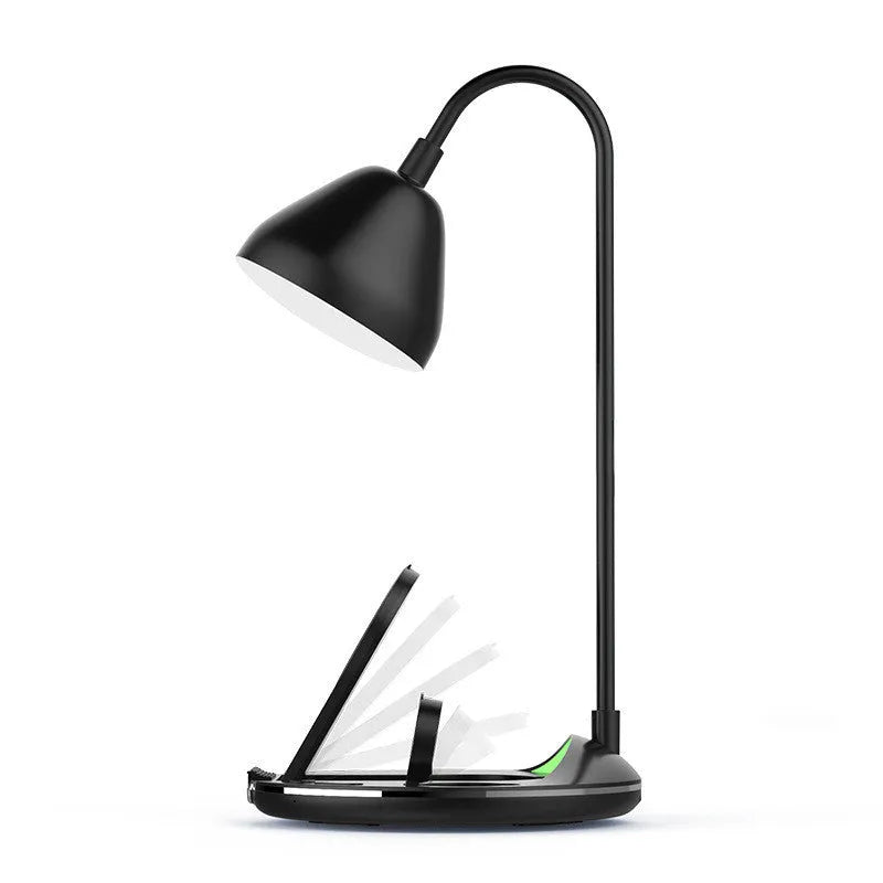 Black and white magnetic folding wireless charger showing folded and open positions