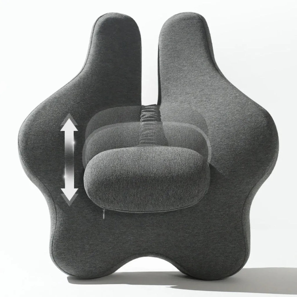 Memory foam car seat cushion for lumbar support in black colour measuring 50x47x9cm