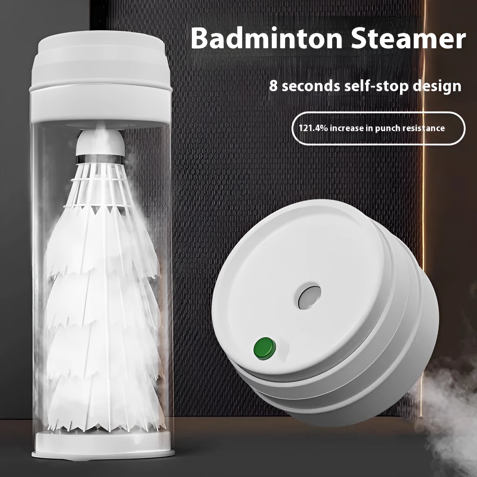 Rechargeable badminton globe digester steamer with 8-second self-stop, 5V USB, 3.8 x 6.5cm