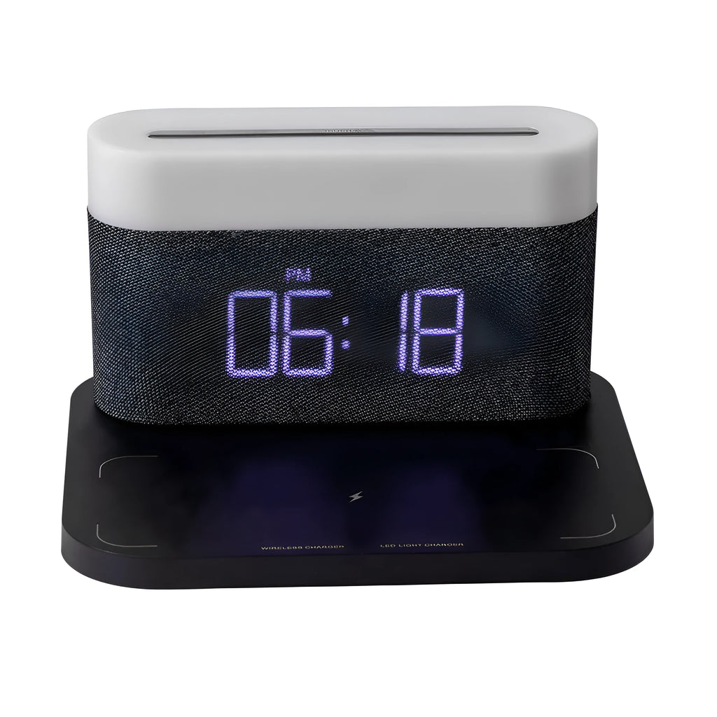 Wireless charging desktop clock night light table lamp in modern minimalist design