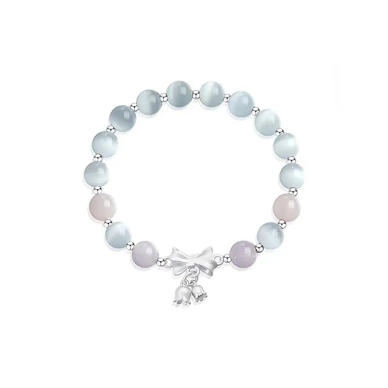 Lavender purple crystal bracelet with bowknot design measuring 10mm for women's fashion.