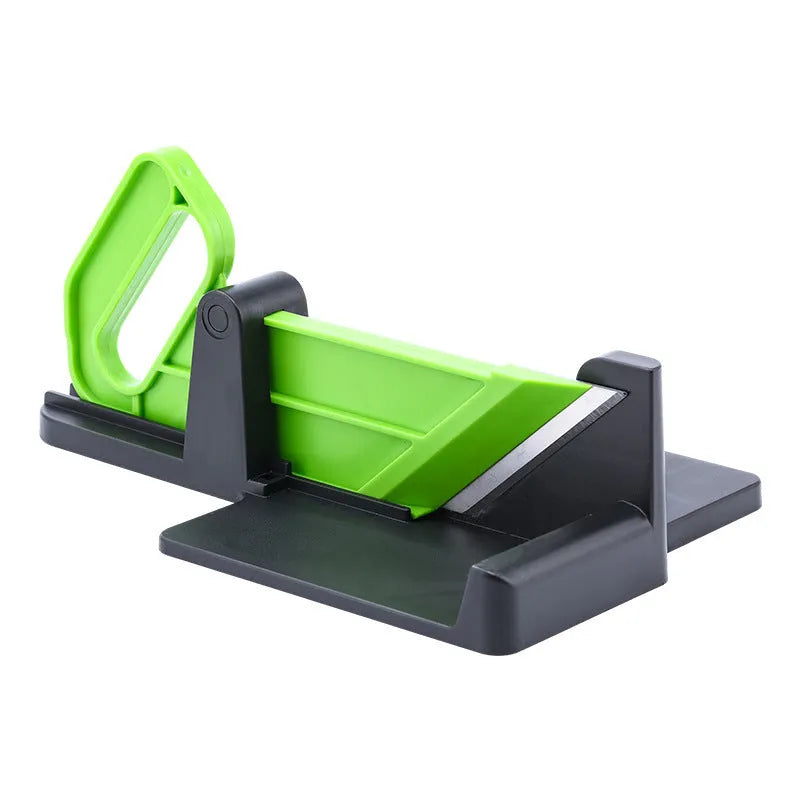 Green and red vegetable cutter with stainless steel blades for carrot potato slicing