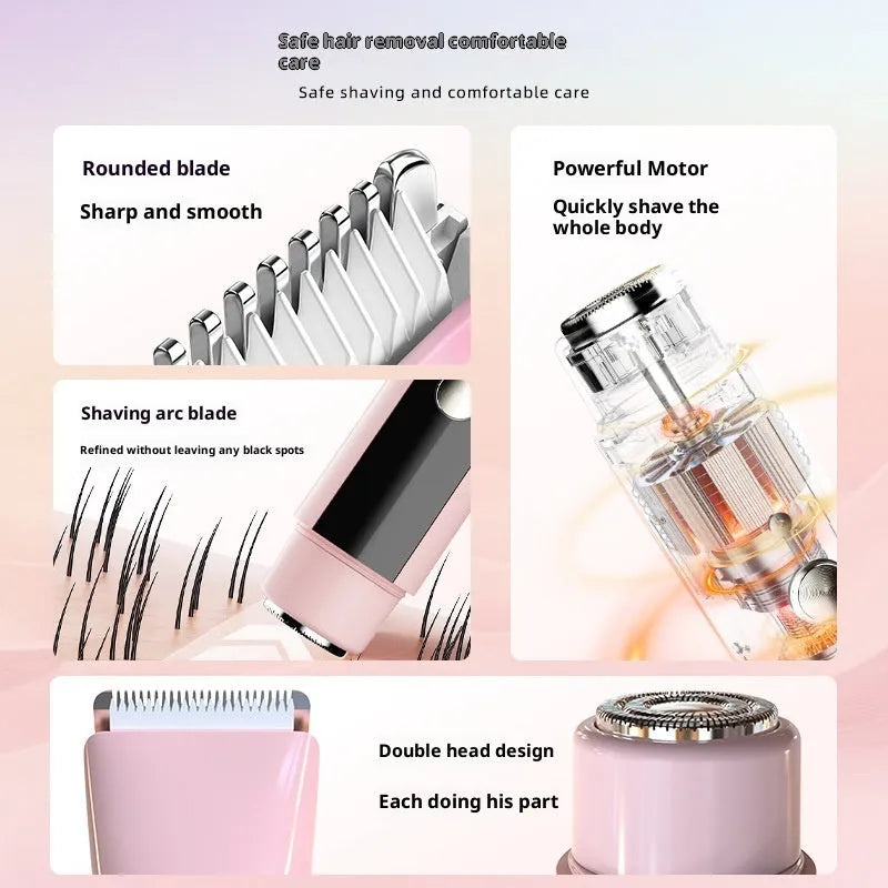 Women's double-headed electric lady shaver hair removal device in TMQ4 Blue English Packaging