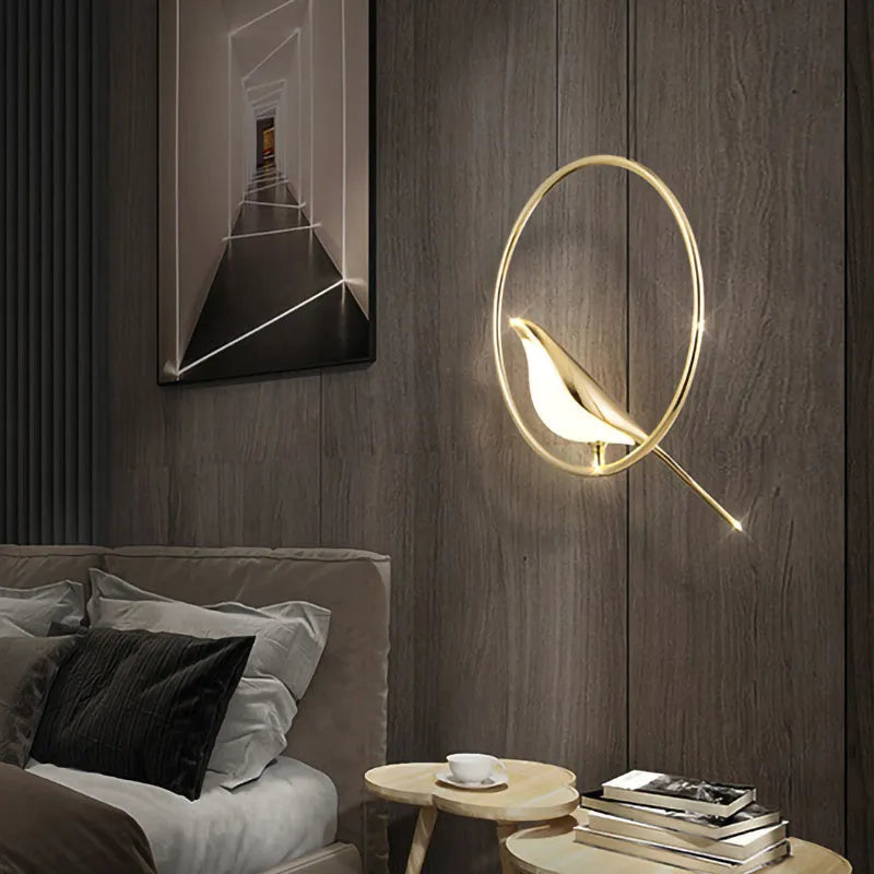 Modern minimalist magpie bird chandelier, 35 x 150 cm, zinc alloy and acrylic