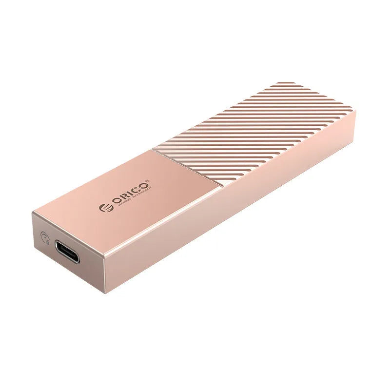 Aluminium alloy M.2 SATA NVMe SSD enclosure, 29 x 107 x 12.5 mm, max 4TB, grey gold or silver case