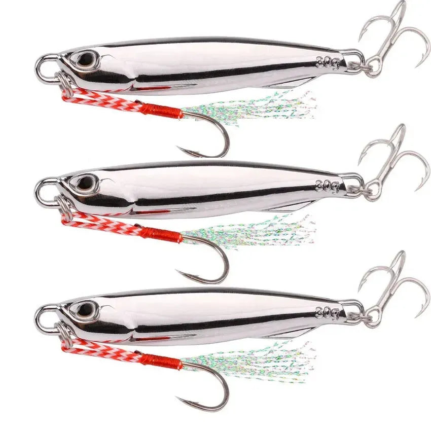 15g plating silvery metal jig lure for sea fishing in pack of 5 with OPP bag