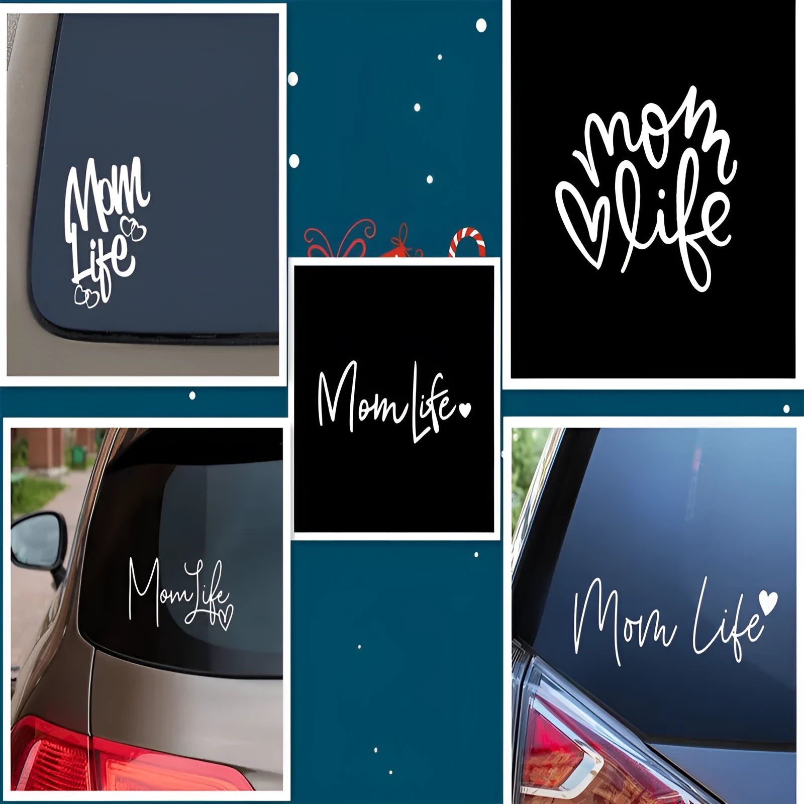 Mom Life hollow carved PVC car decal 17cm side, white sticker on car window