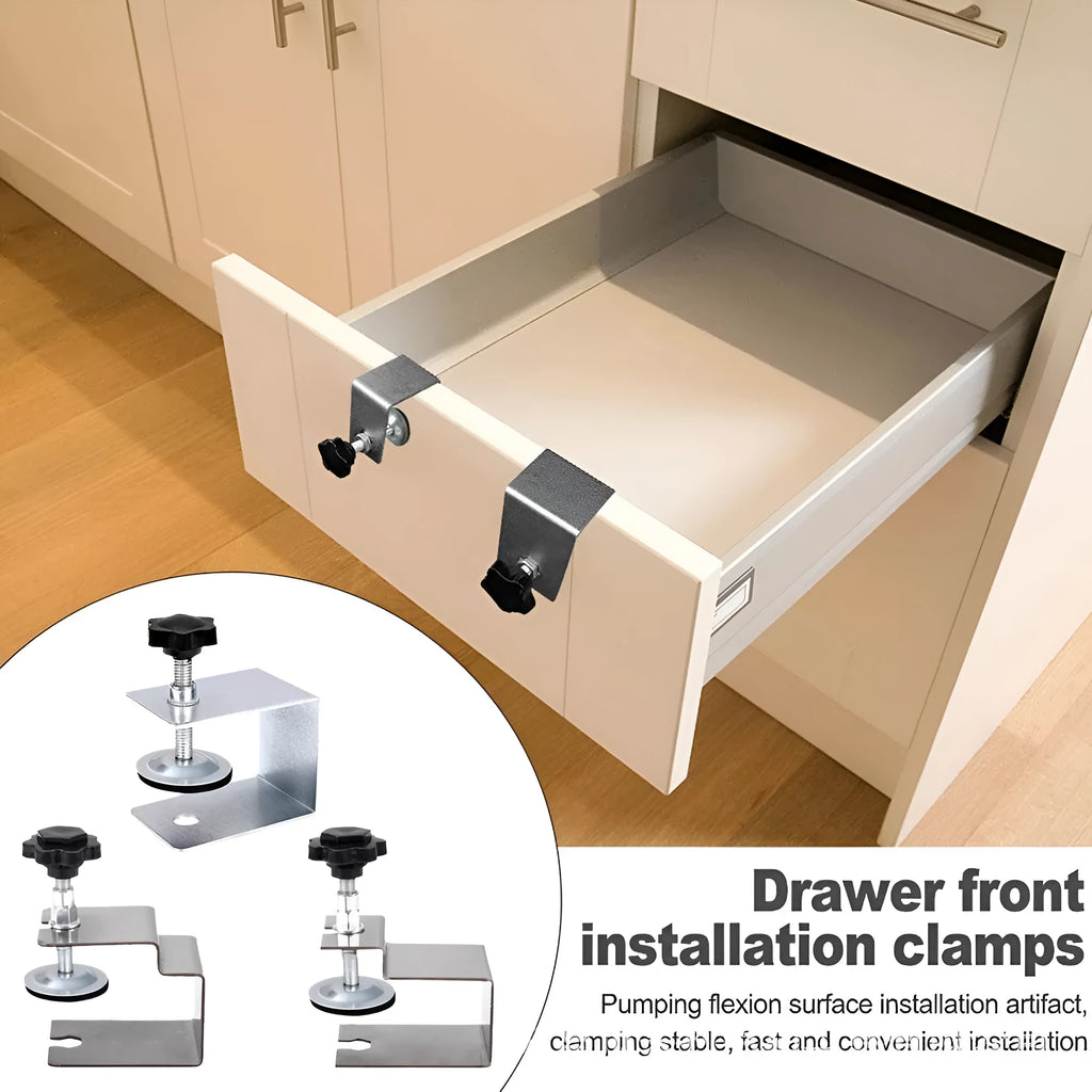 Drawer panel fixing clip set showing U-clip, dual-use and three-use metal fasteners