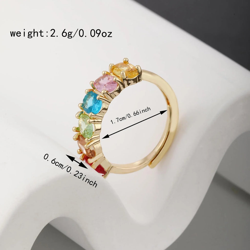 Gold adjustable zircon ring for women with electroplated finish and European retro styling